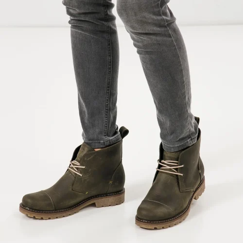 Women’s Green Aged Leather Desert Boots