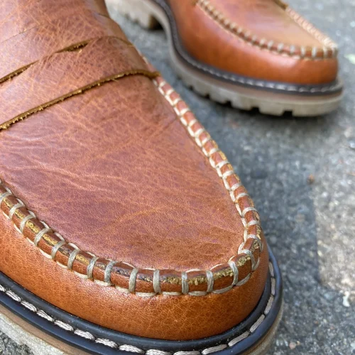 Caramel Penny Loafers: Women’s Classic Leather
