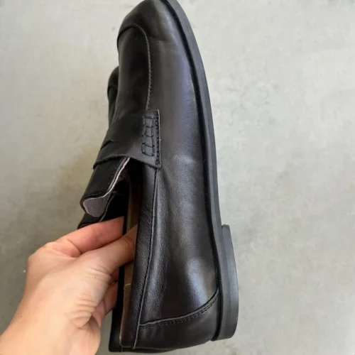 Women Square Toe Flats Handmade Leather Loafers With