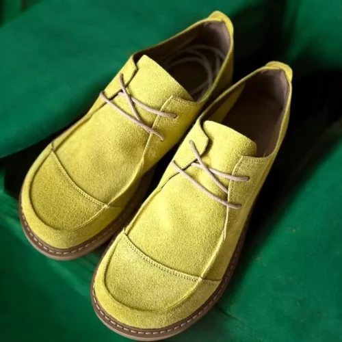 Handmade Women S Suede Loafers Wide Toe Box